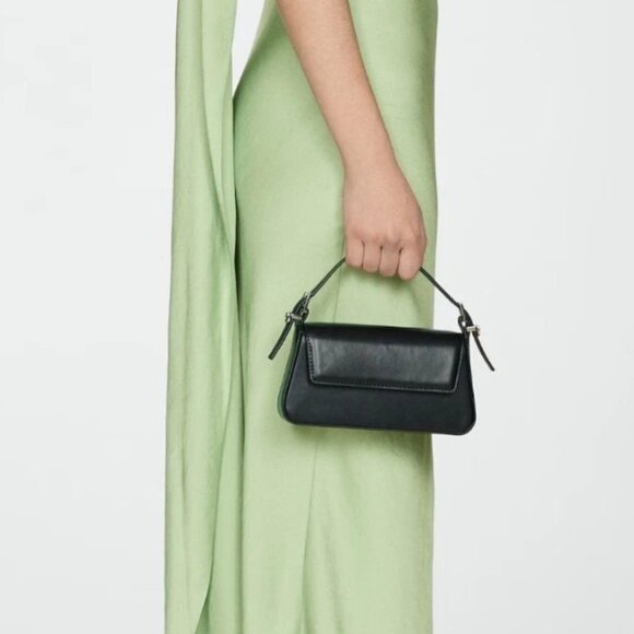 Mango Black Double Strap Bag With Flap/NWT - Picture 7 of 15